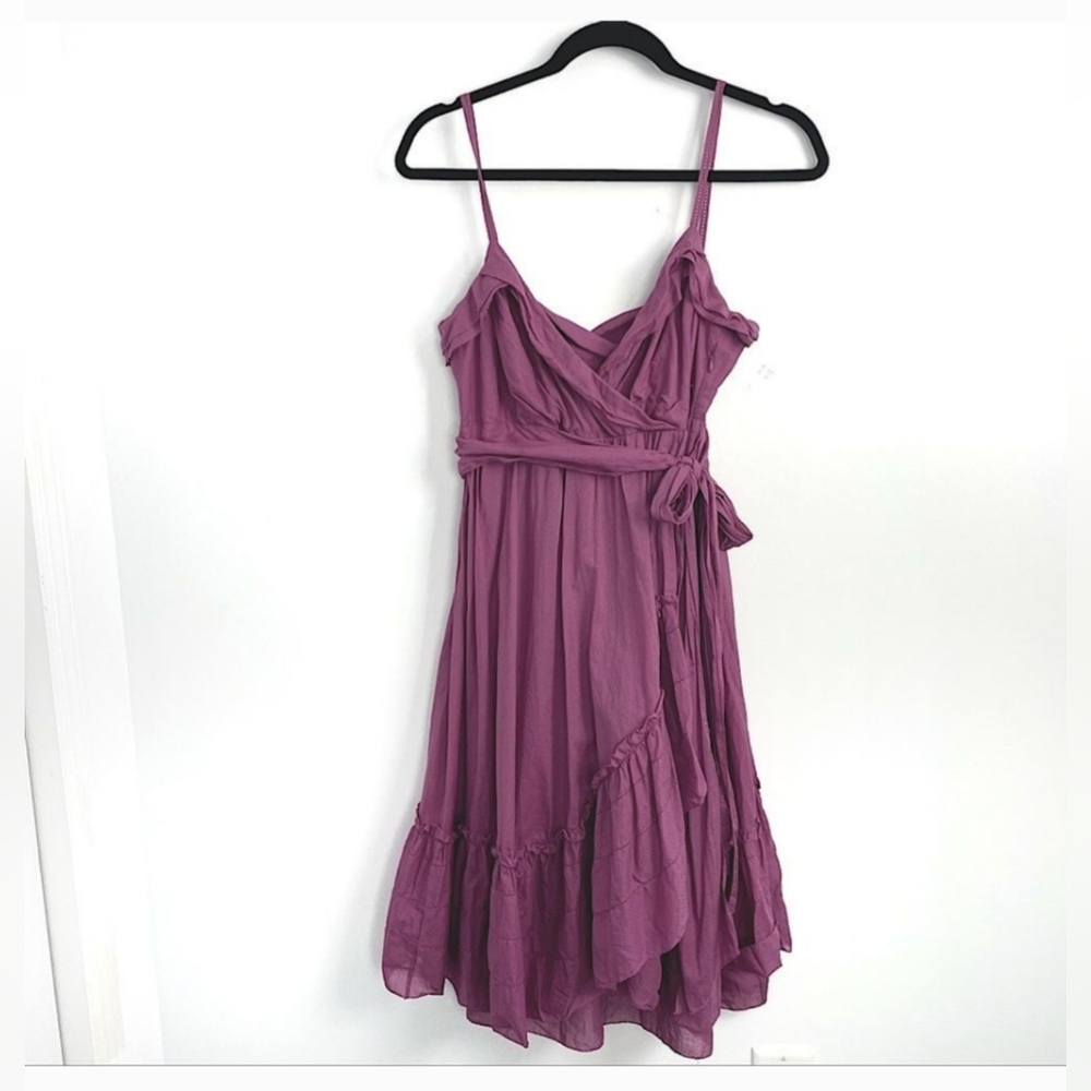 Diane Von Furstenberg Plum Mist  Kasi Cotton Voile Ruffle Dress size 6